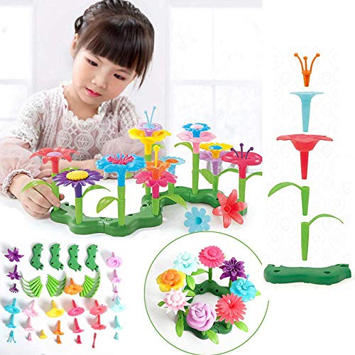 image for QHTOY DHSM Children's Toy Set Flower Building Toy Garden Building Bloc