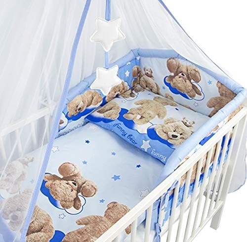 5 Piece Nursery Baby Bedding Set with Quilt and Padded Bumper fits 140x70 cm Cot Bed (18)