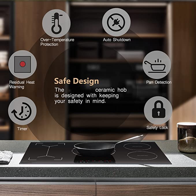 Electric Induction Cooktop, Builtin Induction Stove Top 36 Inch with 5