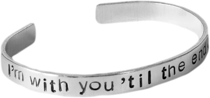 Amazon Com Captain America Inspired I M With You Til The End Of The Line A Hand Stamped Bracelet In Aluminum Jewelry