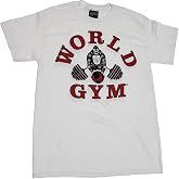 World Gym W100 Shirt 2-Side Logo Print (Large, White)