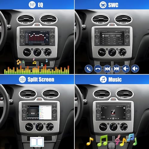 SIXWIN 2+64GB Android 15 Car Radio for Ford Fiesta C/S-MAX Transit Galaxy Connect Kuga Mondeo with CarPlay, Android Auto- 7 Inch Touch Screen with Mirror Link, Bluetooth, WiFi, GPS, FM/RDS,EQ