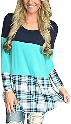 SocoToo Womens Back Lace Color Block Tunic Tops Casual Long Sleeve T-Shirts