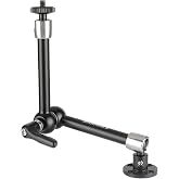 CAMVATE 11" Magic Arm with 1/4" Ball Heads &amp; Circular Wall Mount Base