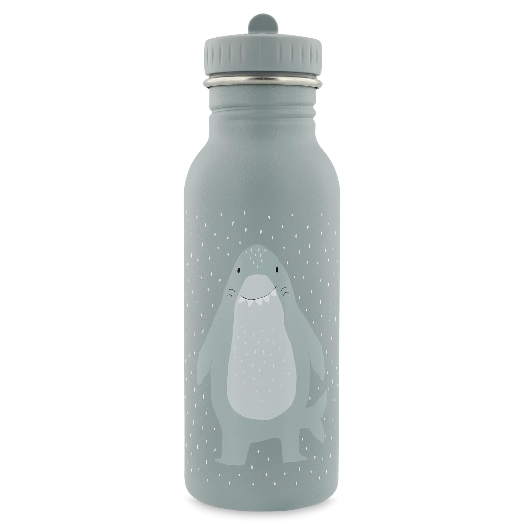 Trixie Drinking Bottle - Mr. Shark - 500ml Stainless Steel Water Bottle for Kids - Grey - Leakproof - Eco-Friendly and BPA-Free