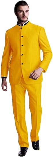 Amazon Co Jp Yzhen メンズスーツスタンドカラーシングルブレスト2個セットフォーマルパーティータキシード 服 ファッション小物