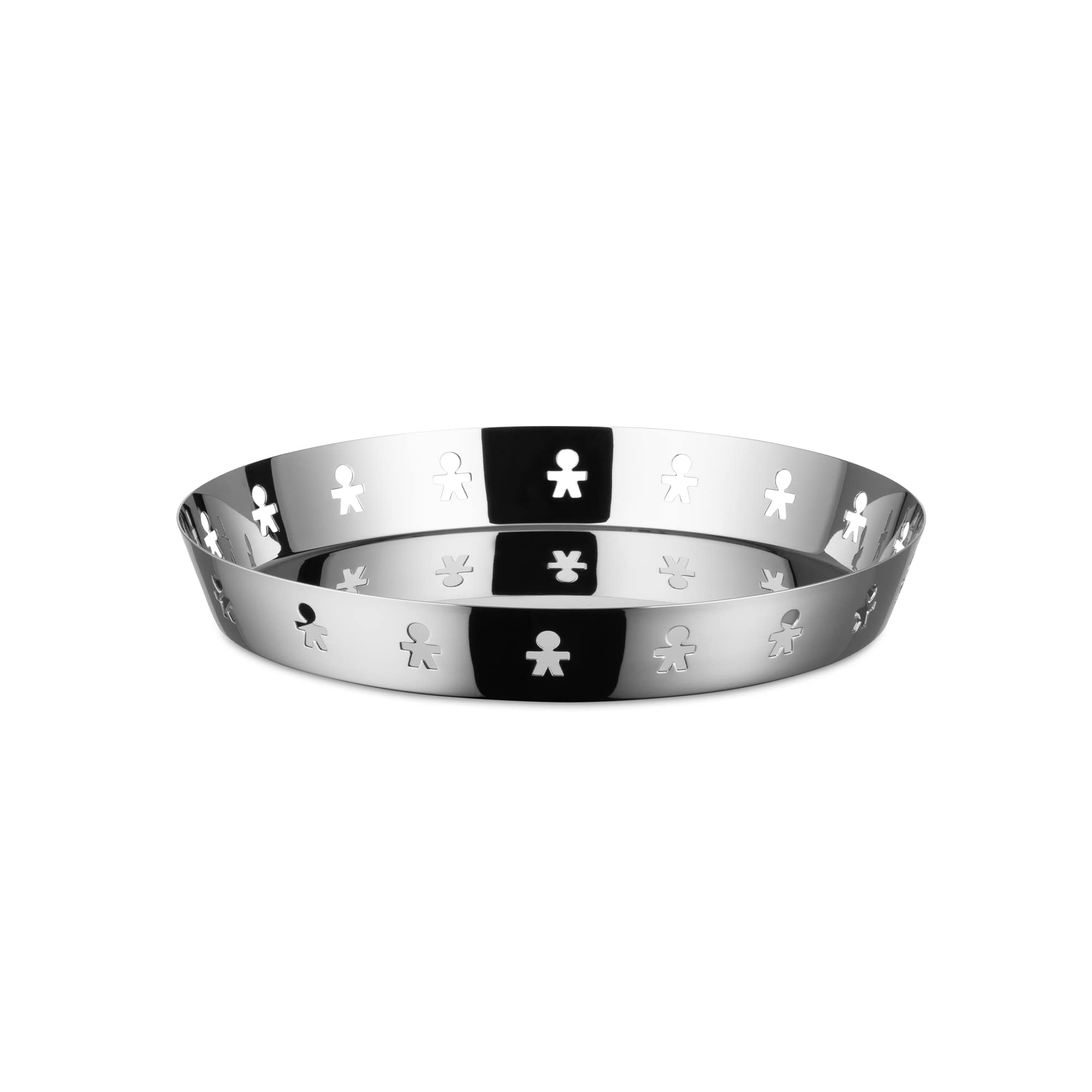 Alessi Mini Girotondo Round Tray with Open-Work Edge in 18/10 Stainless Steel Mirror Polished