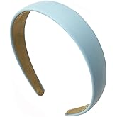 Light Blue Headbands for Women 1 Inch PU Leather Headband Wide Fashion Hairband Cute Womens Headbands Non Slip Christmas Halloween DIY Hair Accessories for Women Girls