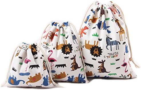 Riverer 12 PCS Cute Animals Wedding Candy Cotton Gift Bag Pouch Sack Party Favors with Drawstring, Various Size, 25x32cm (9.8x12.6 Inches)