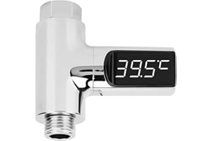 Shower Head Water Thermometer, No Power Battery Rotatable, Real Time Monitor, LED Display Digital Bathroom Water Thermometer 