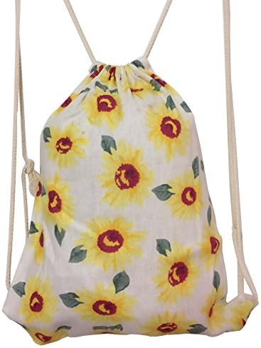 DANUC Gym Sack Bag Drawstring Backpack Sport Bag for Men & Women Dance Camp Beach Travel Backpack for College Sackpack (sunflower)