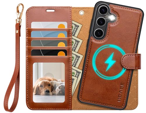 OCASE Kompatibel für Samsung Galaxy S25 Plus Hülle(2in1) [Abnehmbare magnetische Hülle] [Kabelloses Laden] [Kartenfach] Leder Stoßfestes Case Handyhülle RFID Schutzhülle Etui Klapphülle Hellbraun
