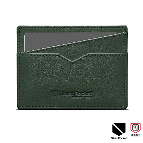 Silent Pocket Napa Leather RFID Blocking Simple Card Wallet (Olive Green)