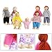 PUCKWAY Kids Girls Lovely Happy Dolls Family Playset Wooden Figures Set of 7 People for Children Dollhouse Pretend Gift