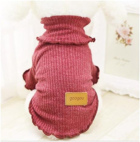 HYL World Pet Dog Cat Turtleneck Sweater Knitwear Costum Woolen Apparel-Red wine