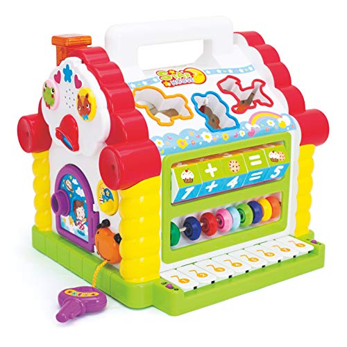 Zoostliss Colors Pairing Blocks Educational Learning & Geometric Shape Toys, Electronic Musical Activity Play Center House with Counting Help, Know Animals, Electronic Piano, Open Door