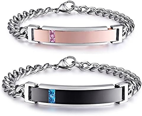 Also Easy His and Hers Stainless Steel Personalized Bracelet Custom Engraving