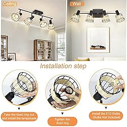 Depuley Modern Track Lighting Kit, 4-Head Rattan