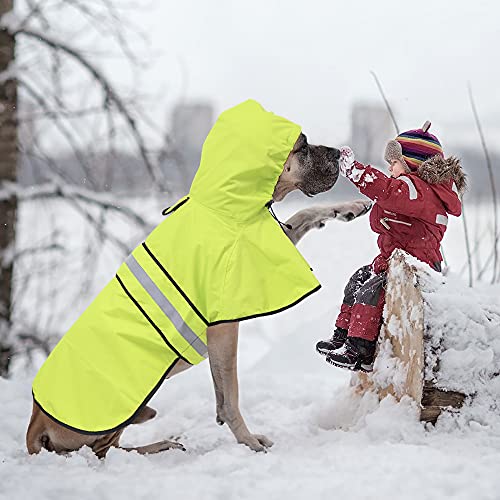 Ezierfy Waterproof Reflective Dog Raincoat- Adjustable Pet Jacket, Lightweight Dog Hooded Slicker Poncho for Small to X- Large Dogs and Puppies (Neon Green, X-Large)