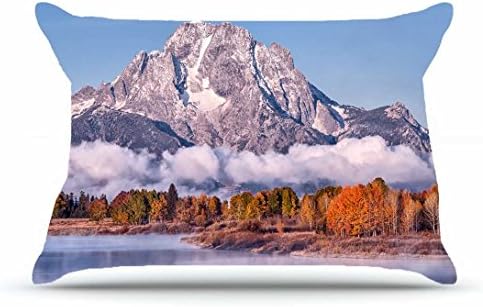 Queen Pillowcase Size 20 x 30 Inches Cotton Pillowcases Decorative Pillow Cover Case with Hidden Zipper Decor Cushion Covers - Mountains landscapes lakes mountains sky autumn fall leaves fog clouds Fo