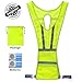 VIZPET Reflective Running Vest Led Safety Vest with Adjustable Waist & Large Pocket for Jogging Biking Motorcycle Walking (Green Vertical)