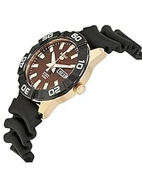 Seiko 5 Sports srpa58 Rose Gold Tono Hombre Esfera café Resina banda reloj automático