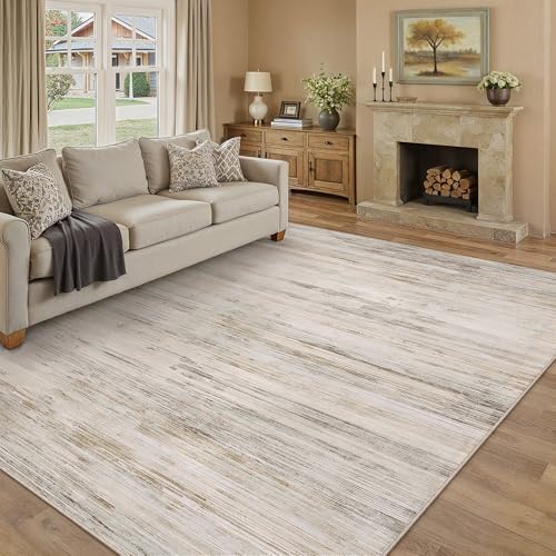 PureCozy Carpet Living Room 200 x 300 cm Bedroom Rug Living Room Beige Rugs Non-Slip Washable Washing Machine Modern Abstract Carpet, Bedroom, Dining Room, Foot, Bed, Rug Short Pelo Large Carpet