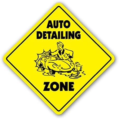 AUTO DETAILING ZONE Sign Xing Gift Novelty Car Cleaner Detail Wax Wash - Sticker Graphic - Auto, Wall, Laptop, Cell Sticker