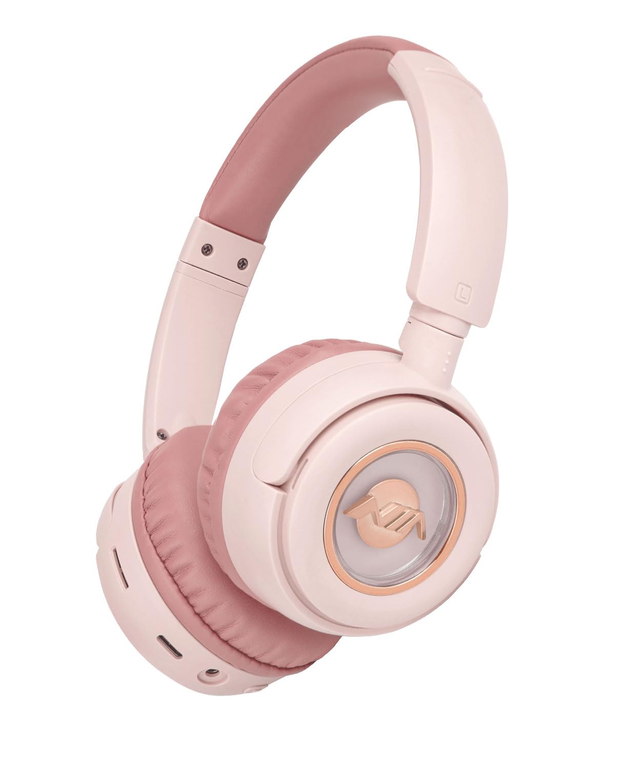 XuanGui On Ear Headphones, Wireless Bluetooth Headphones with Microphone, Bass Sound, 20H Playtime, Light-weight and Adjustable Design for Home Travel (Pink)