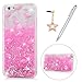 iPhone 6 Plus Case, iPhone 6S Plus Case, Bling Glitter Quicksand Soft TPU Frame & PC Back Shell Cute Pink Flowing Liquid Slim Colorful Painting Bumper Cover & Dust Plug & Stylus KASOS - Flamingo