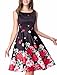 Noctflos Women's Vintage 1950s Floral Print BoatNeck Swing Cocktail Tea Dress