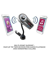 Gogroove flexsmart x2 Bluetooth   Transmisor de radio fm de coche con carga USB, Multipoint, Música, controles y llamadas con manos libres   Funciona con Apple, Samsung, LG y más Smartphones, Tablets, reproductores MP3