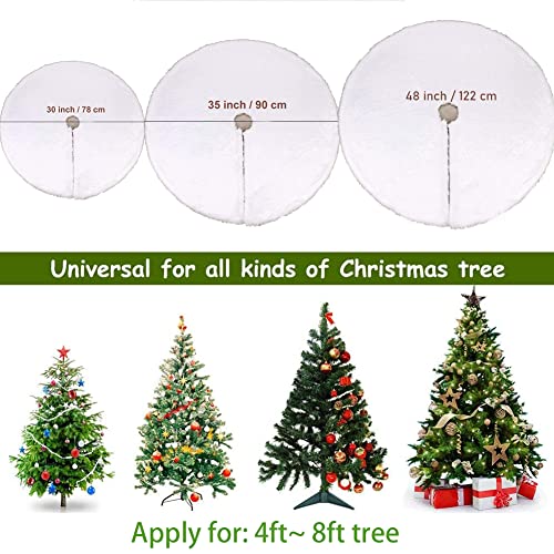 Buty Tree Skirt, Xmas Tree Skirt, 30 Inch 78CM Plush Fur Christmas Tree Skirt White Snow Christmas Tree Base Covers for Merry Christmas Indoor Outdoor Home Xmas Holiday Party Decor