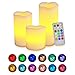 Novelty Place Flameless Candles with Remote, Real Flickering & Real Ivory Color Battery Powered LED Pillars Candle with Remote Control and Timer Function - 12 Preset Multi Colors