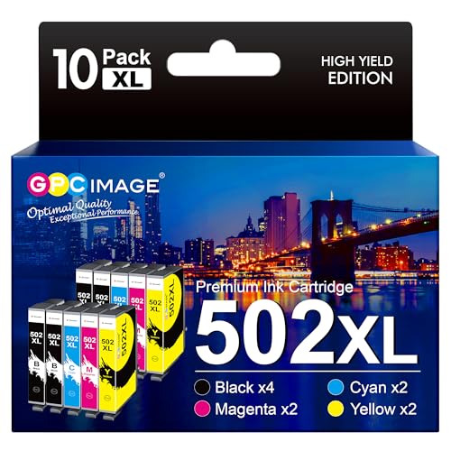 GPC Image 502XL Compatible Cartridges for Epson 502 XL Multipack for Epson Expression Home XP-5100 XP5100 XP-5105 XP-5150 XP-5155 Workforce WF-2860 WF-2865 WF-2880 WF-2885 (10-Pack)