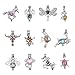 12Pcs Pearl Bead Cage Pendants - Rhodium Plated Hollow Aromatherapy Essential Oil Diffuser Locket Pendant for Jewelry Making with Multi-color Lava Beads