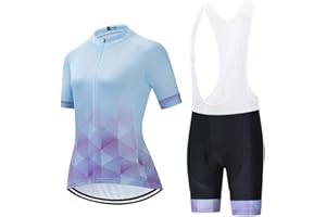 SUDU SUDO Women's Cycling Clothing Set Road Bike Shirts Short Sleeve Breathable Cycling Jersey with Gel Padded Bib Shorts