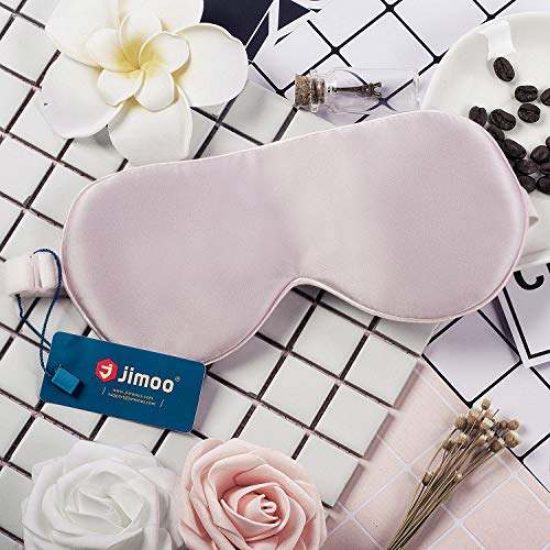 Natural Silk Sleep Mask, Super-Smooth & Soft Eye Mask with Adjustable Strap, Blindfold, Perfect Blocks Light, Pressure Free for A Full Night's Sleep (Pink) - Thumbnail 3