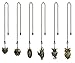 Hyamass 6pcs Vintage Different Owl Hollow Out Charm Pendant Ceiling Light Fan Danglers Light Fan Pulls Chain Extender with Ball Chain Connector