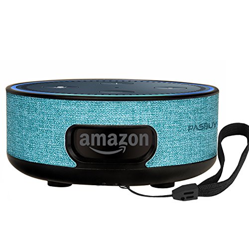 Click Here to See More Images PASBUY 85D-2 Alexa Protective Case Cover Stand Guard Holder, Wall Mount for Amazon Echo Dot 2nd (Aquamarine)