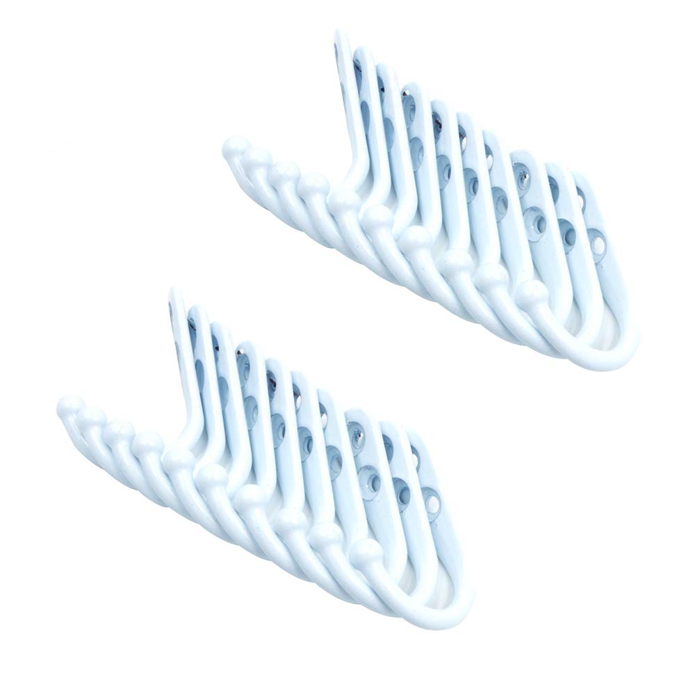 Namvo 20 Pieces Large Coat Hooks Wall Single Mounted Hook Hangers with 40 Pieces Screws，Perfect Use in Bedroom Bathroom Kitchen White