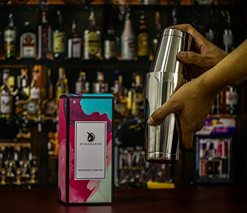 HOMEKEROS Edelstahl Boston Shaker: 3-teilig Set: 550ml&750ml Profi Cocktail Set & Barsieb – Bild 6