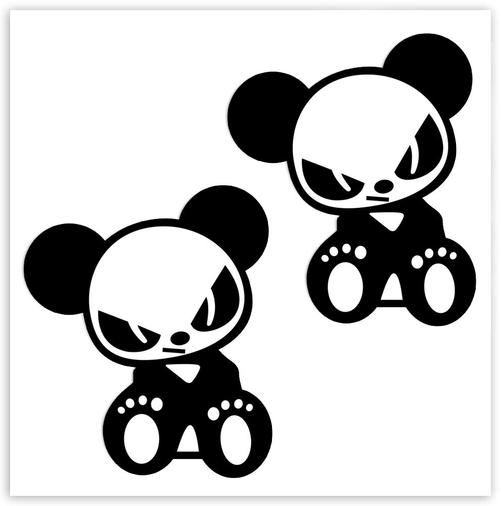SkinoEu® 2 x Self-Adhesive Funny Stickers Vinyl Decal Panda Bear Car Window Auto Moto Motorcycle Helmet Bike Skate Truck Racing Tuning Laptop iPad Phone B 242