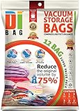 DIBAG ® 12 Bags Pack - Vacuum Storage Space Saver Bags. 1 Jumbo (48''X35'') (122X89 cm)+ 1 XL (39.37''X26.37'') (100X67 cm) + 3 Large (33.46''X21.25'') (85X54 cm) +3 Medium (22.44''X17.71'') (57X45 cm) + 2 Suitcase Travel Roll-up Bags (22.44''X17.71'') (57X45 cm) Without Suction or Valve + 2 Carry-on Roll-up Bag (19.68''X13.38'') (50X34 cm) Without Suction or Valve.