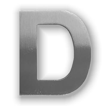 Individueller Metall-Buchstabe “D” aus gebürstetem Edelstahl – Höhe 4cm – Hausnummer, Zimmerbeschriftung, Bürobeschriftung, T