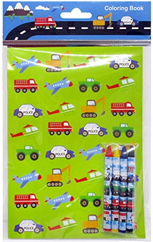 Transportation Vehicles Trains and Construction Coloring Book Set with Crayons Party Favor, 12 Pack - Thumbnail 5