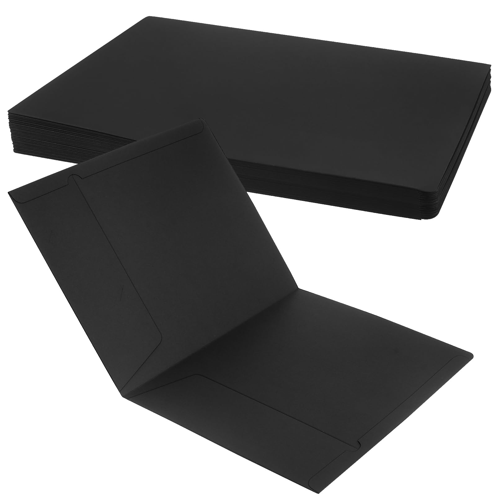 JEUIHAU 30 Pack A4 Kraft Paper File Folders, Black Presentation Folders with Cards Slot Two Pockets, Cardboard Folders for A4 Paperwork, Office Filing, Meeting File Document