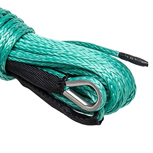 Bang4buck 1/4 x 50' 8200 LB Breaking Strain Synthetic Winch Rope Tow Strap Line Cable For ATV UTV W/Sheath (Green)