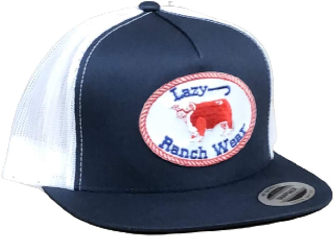 Lazy J Ranch Wear Navy and White Snapback Baseball Cap Hat