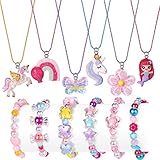 Lorfancy 12 Pcs Kids Bracelet Necklace for Girls